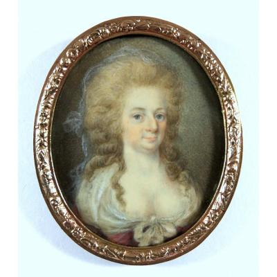 portrait de Louise Von Schwarzenau, miniature, XVIIIe siecle