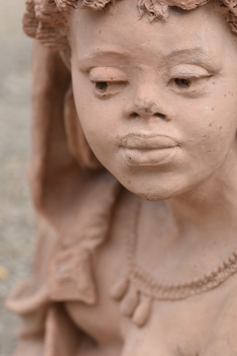 Emile Blavier, Bust Of A Young Black Woman (circa 1860-1870)-photo-4