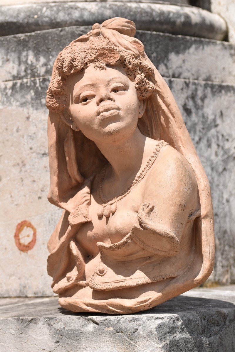 Emile Blavier, Bust Of A Young Black Woman (circa 1860-1870)-photo-4