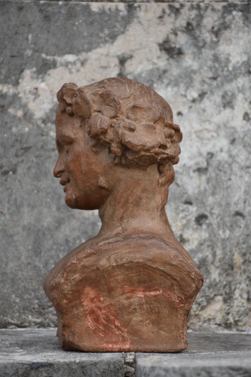 Terracotta Bust Of A Faun (circa 1800)-photo-4