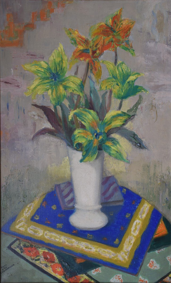 Paul Alex Deschmacker, Flowers In A White Vase (circa 1940)
