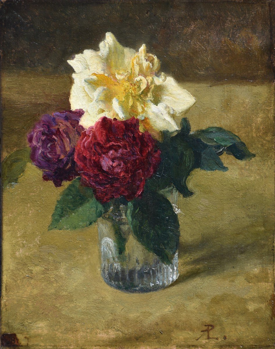 Antoine-louis Perret, Roses In A Glass Vers 1870)