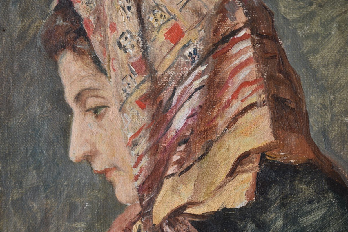 Adolphe Deteix, Woman Wearing A Head Scarf (circa 1920)-photo-1