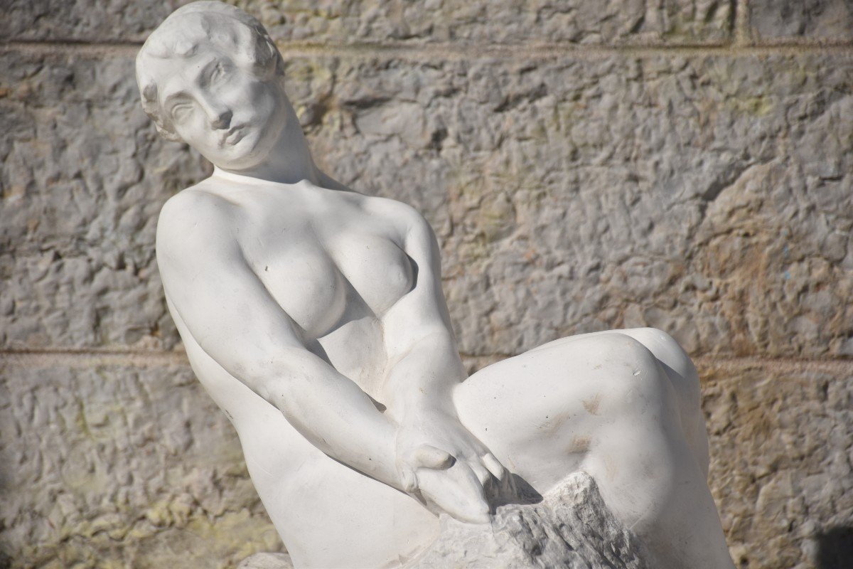 French School, Nude Woman Sitting On A Rock (circa 1940)-photo-2