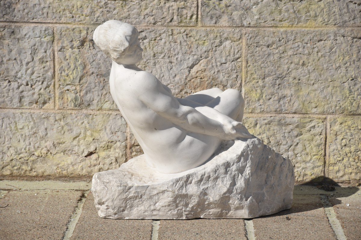 French School, Nude Woman Sitting On A Rock (circa 1940)-photo-3