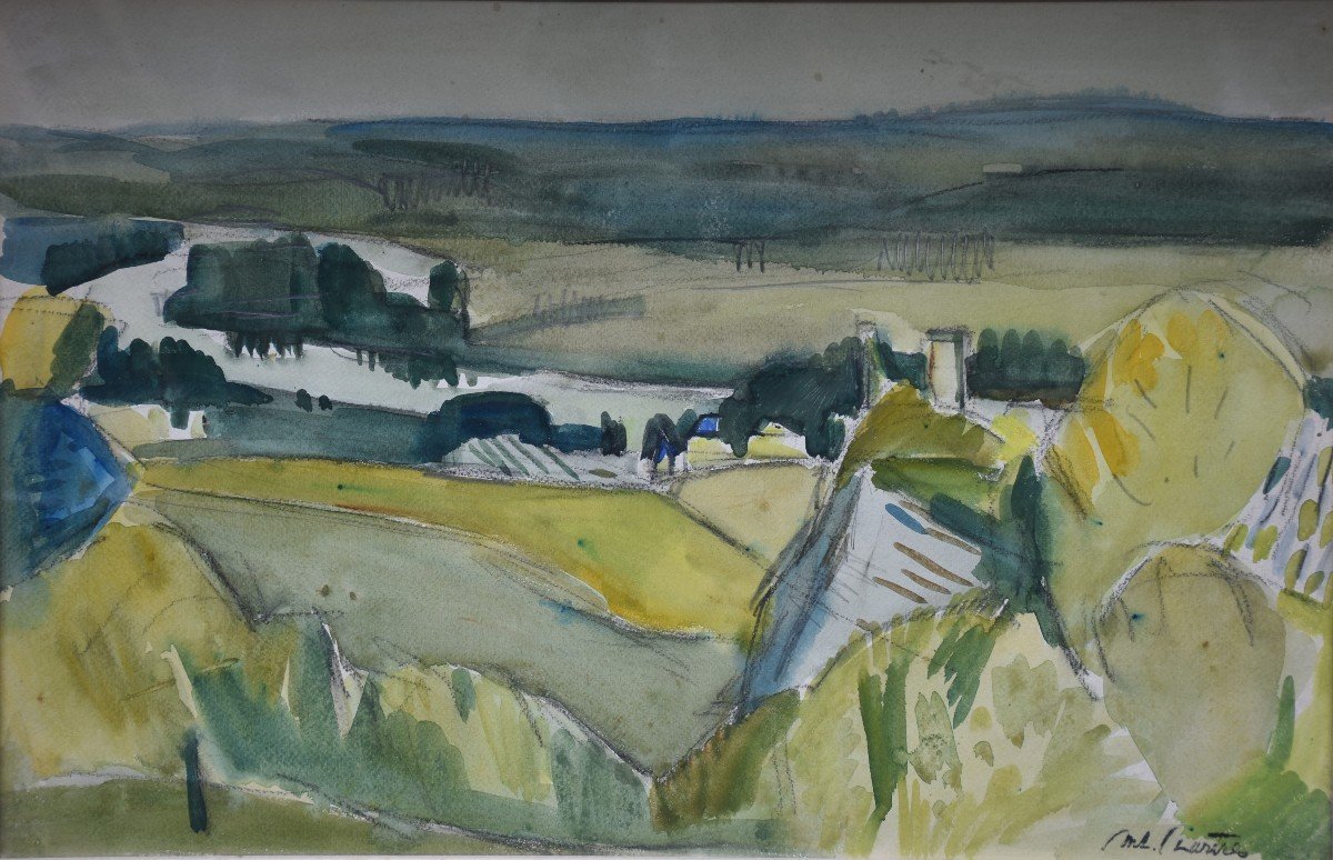 Antoine CHARTRES (Lyon, 1903-1968), Paysage Rhodanien - vers 1930-1940