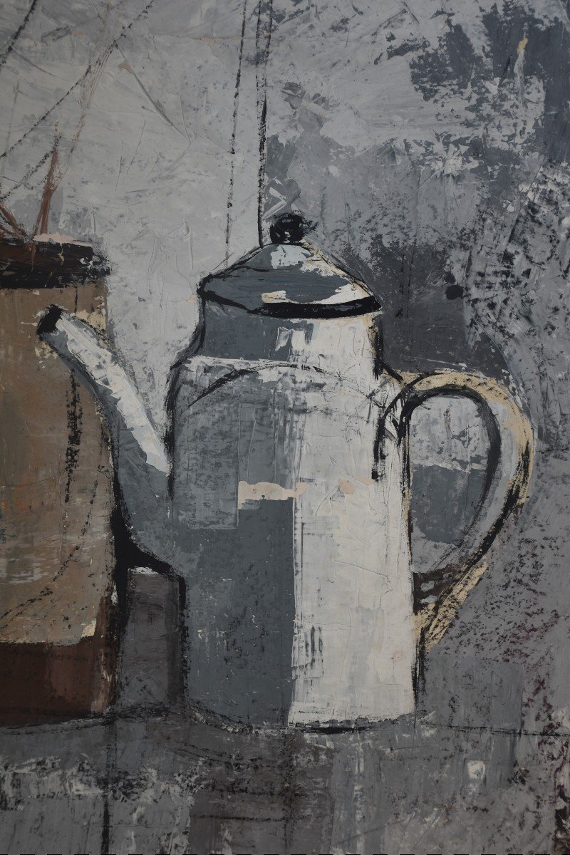 Tino AIME (Cuneo 1931 - Gravere 2017) , Nature morte à la cafetière (1968)-photo-4