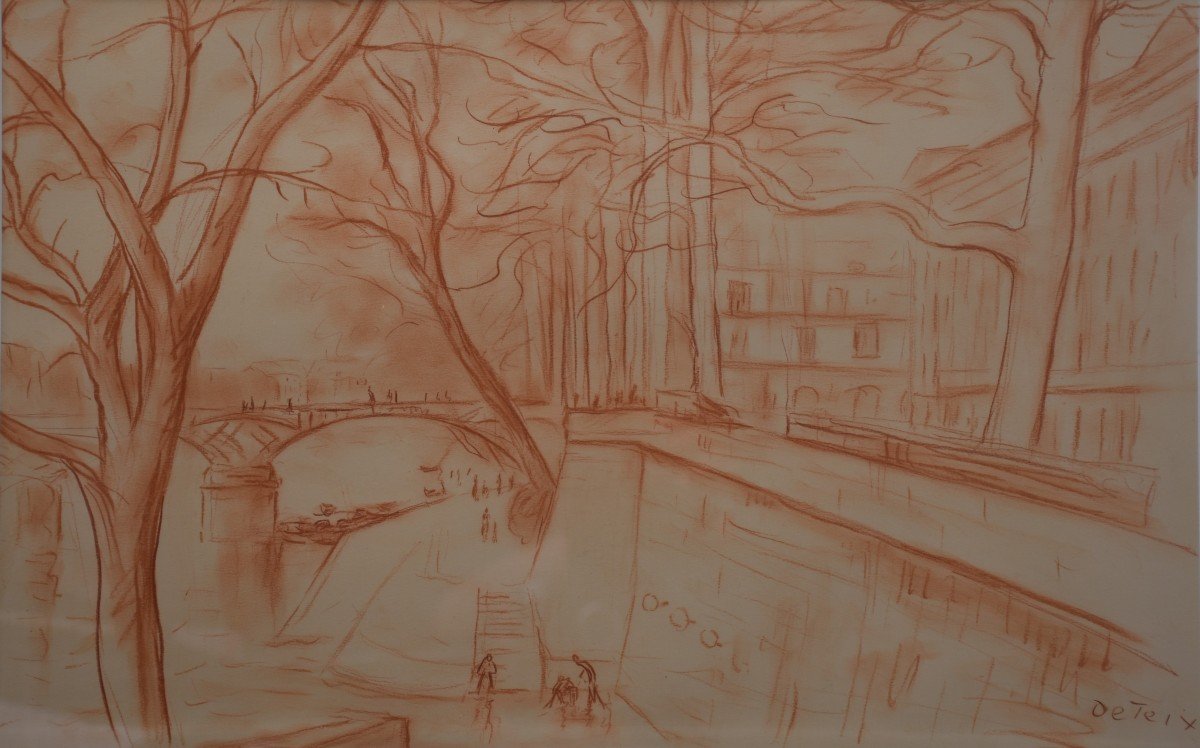 Adolphe Deteix, Embankment Of The The Seine In Paris (circa 1920)