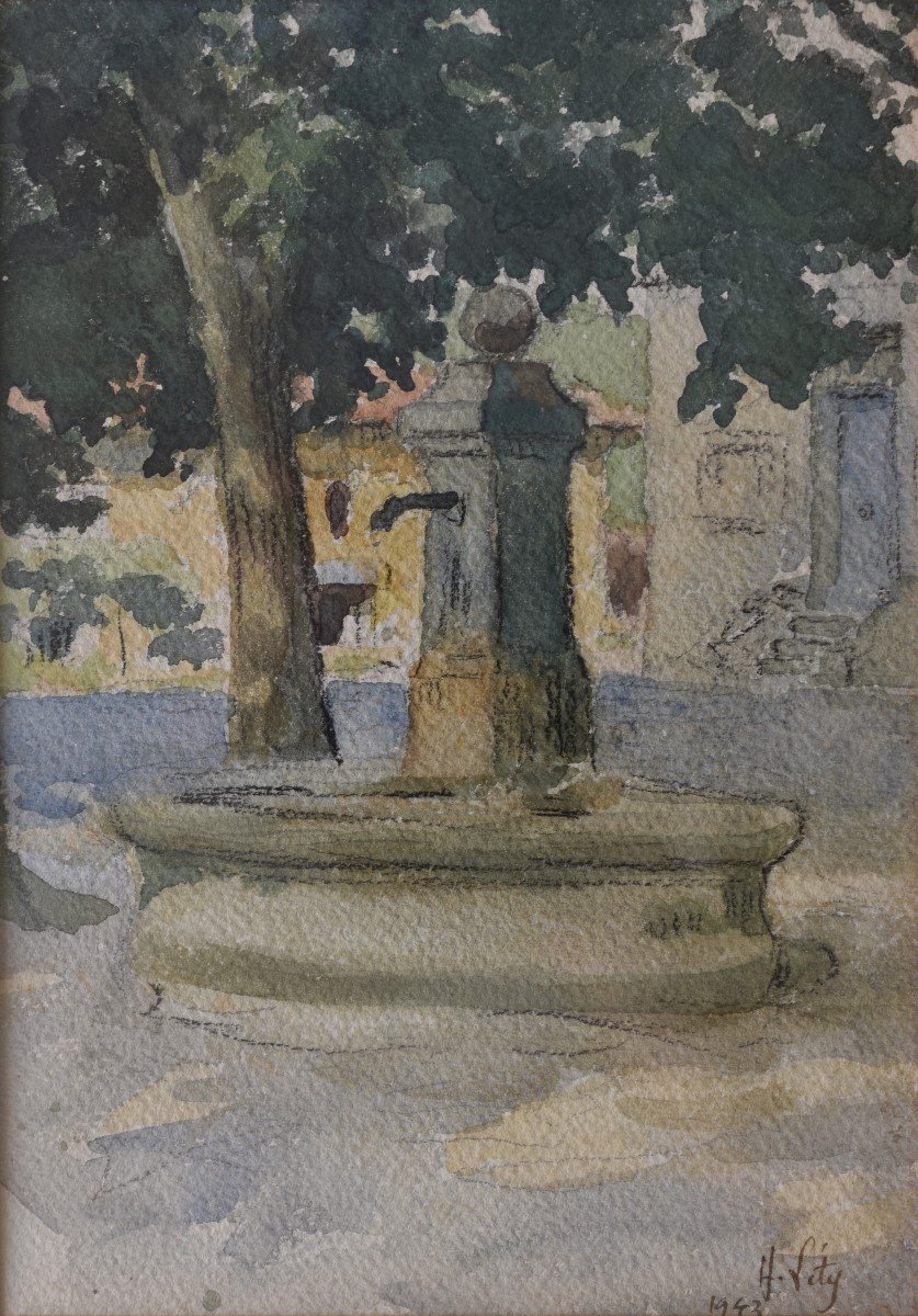 Hippolyte Léty, Fountain In The Square Of Meyssiez (1943)