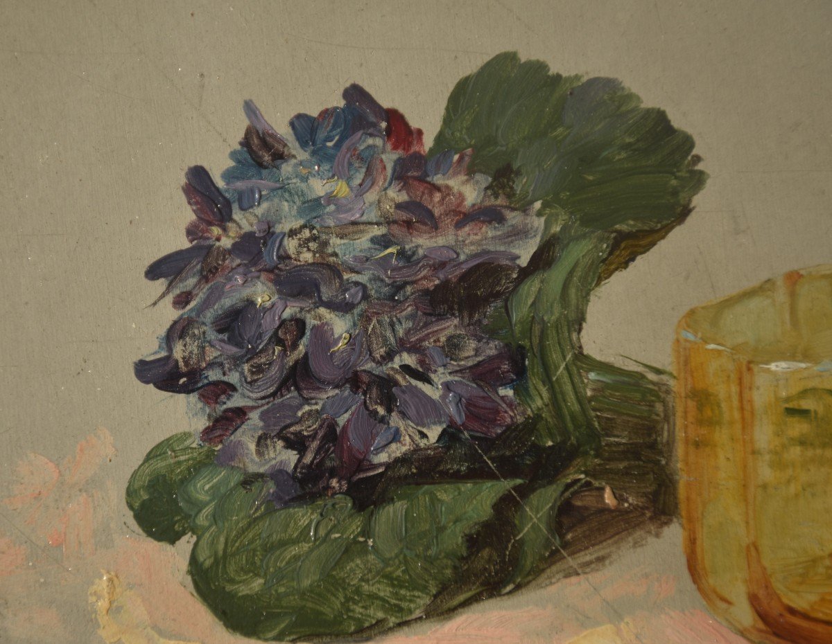 Alexandre François BONNARDEL (Pajay 1877 - Lyon 1942), Hortensia et tasse de verre (vers 1910)-photo-2