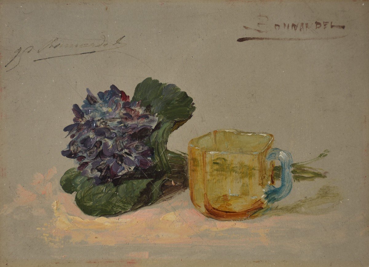 Alexandre François BONNARDEL (Pajay 1877 - Lyon 1942), Hortensia et tasse de verre (vers 1910)