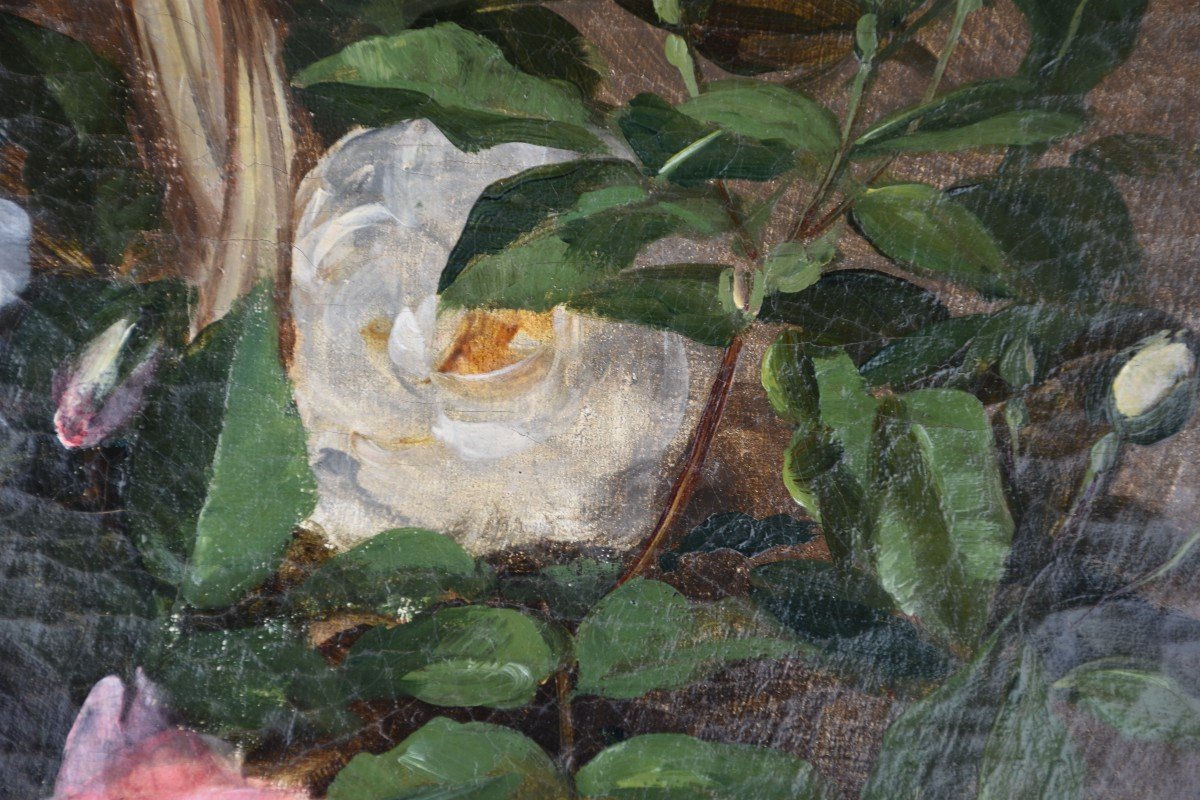 Léon BENOÎT (Bains-les-Bains 1853 - Tassin-la-Demi-Lune 1916), Corbeille de fleurs (1884)-photo-4