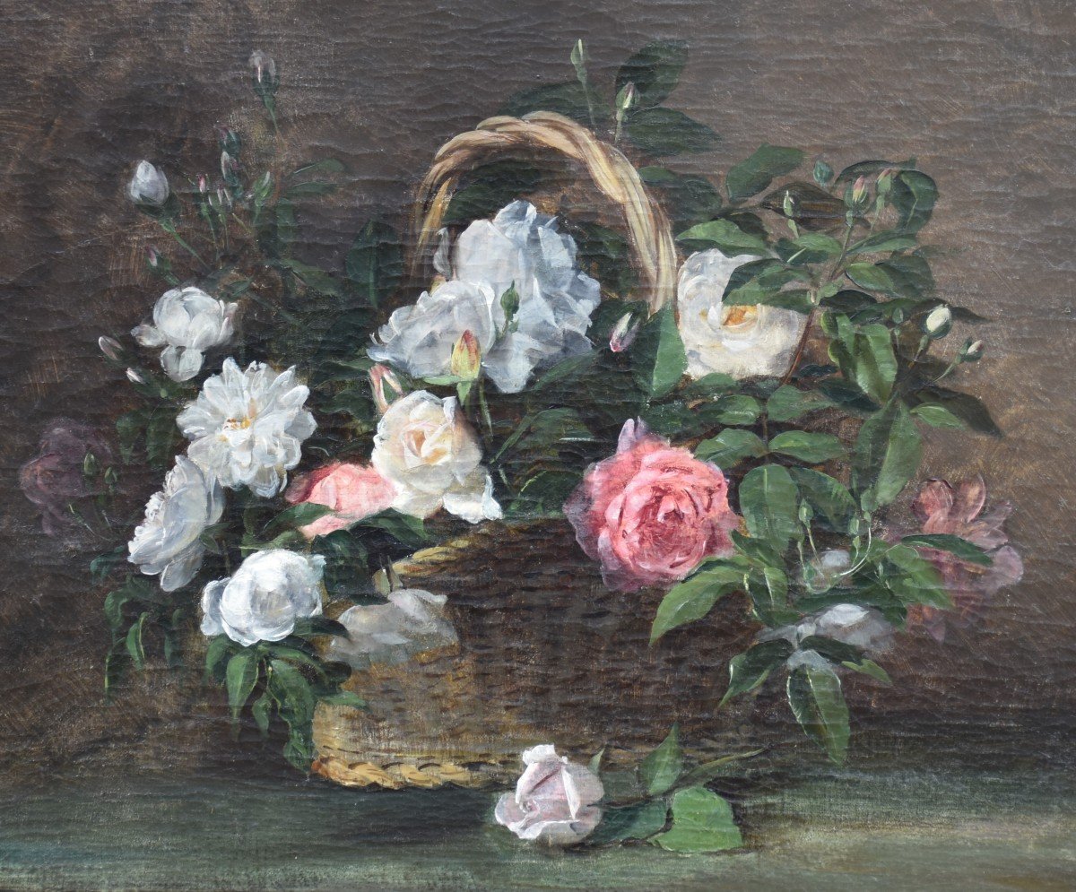 Léon BENOÎT (Bains-les-Bains 1853 - Tassin-la-Demi-Lune 1916), Corbeille de fleurs (1884)-photo-5