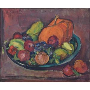 Antoine GIANELLI (Marseille, 1896-1983) Nature morte aux fruits et légumes (vers 1960)