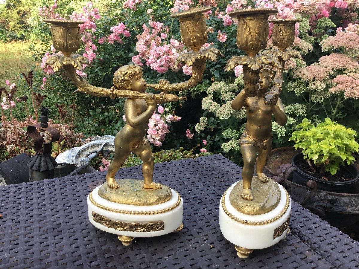 Pair Of Candelabras With Putti From The Napoleon III Period-photo-2