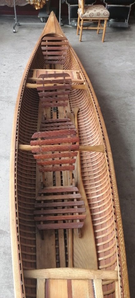 Old Canoe With Flat Bottom In Mahogany Manufacturing Years 1920/1930-photo-2