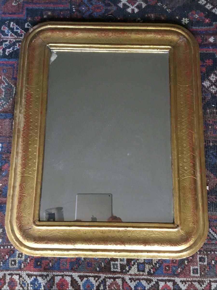 Small Louis Philippe Mirror In Golden Wood To Hang-photo-1