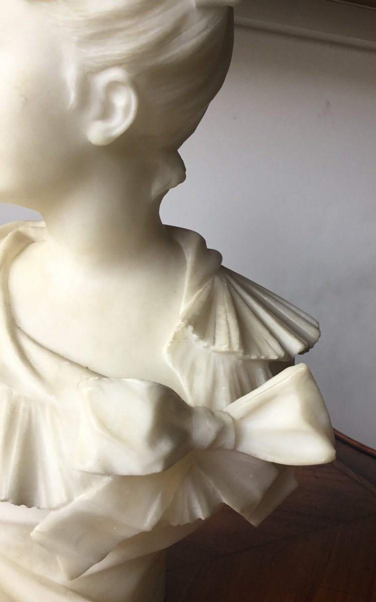 Bust Of Woman With Bun. Marble Proof Signed A. Monard.-photo-1