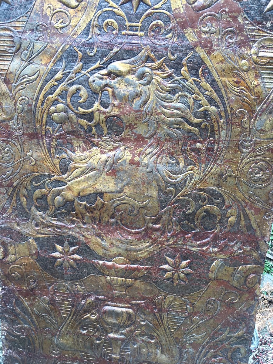 Roaring Lion, Cordoba Leather Panel, XVIIth-photo-4