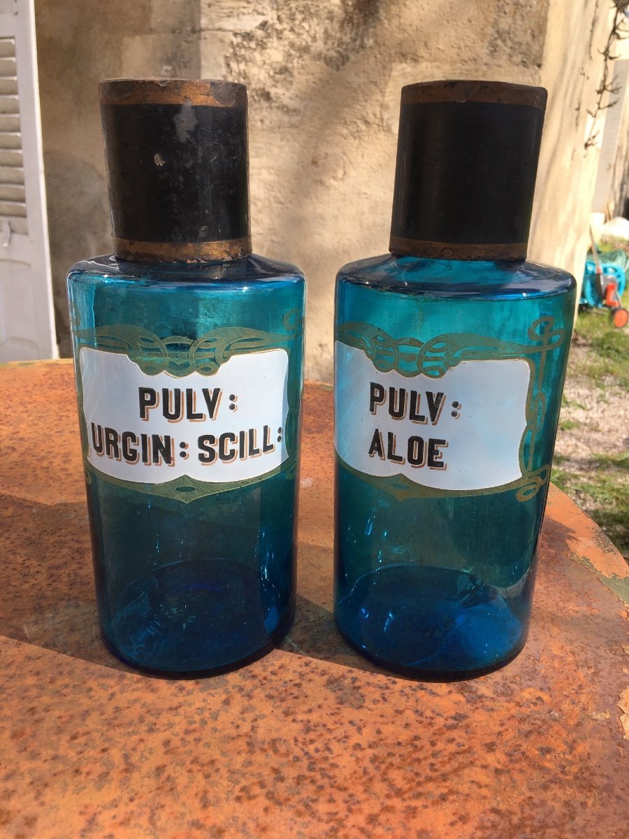 The Two Blue Glass Pharmacy Bottles-photo-3