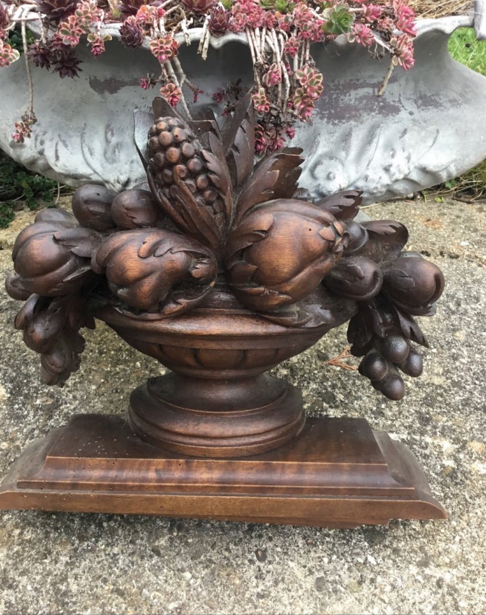 Fruit Basket In Carved Wood, Circa 1900-photo-4
