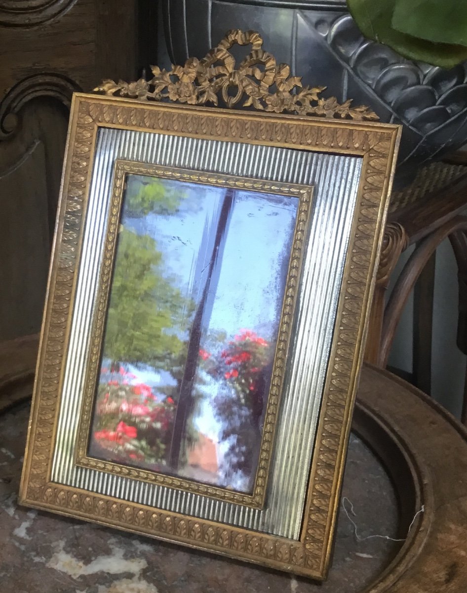 Photo Frame In Bronze With Gold And Silver Patina-photo-2