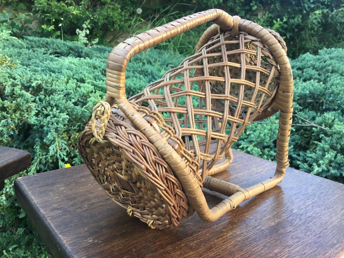 Folk Art Braided Wicker Bottle Holder-photo-5