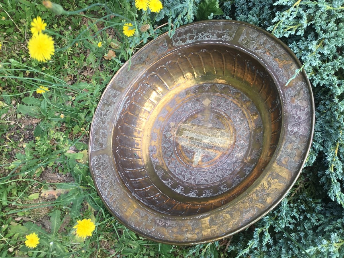 Golden Copper Basin, Peach Blossoms, Indochina, XIXth-photo-7