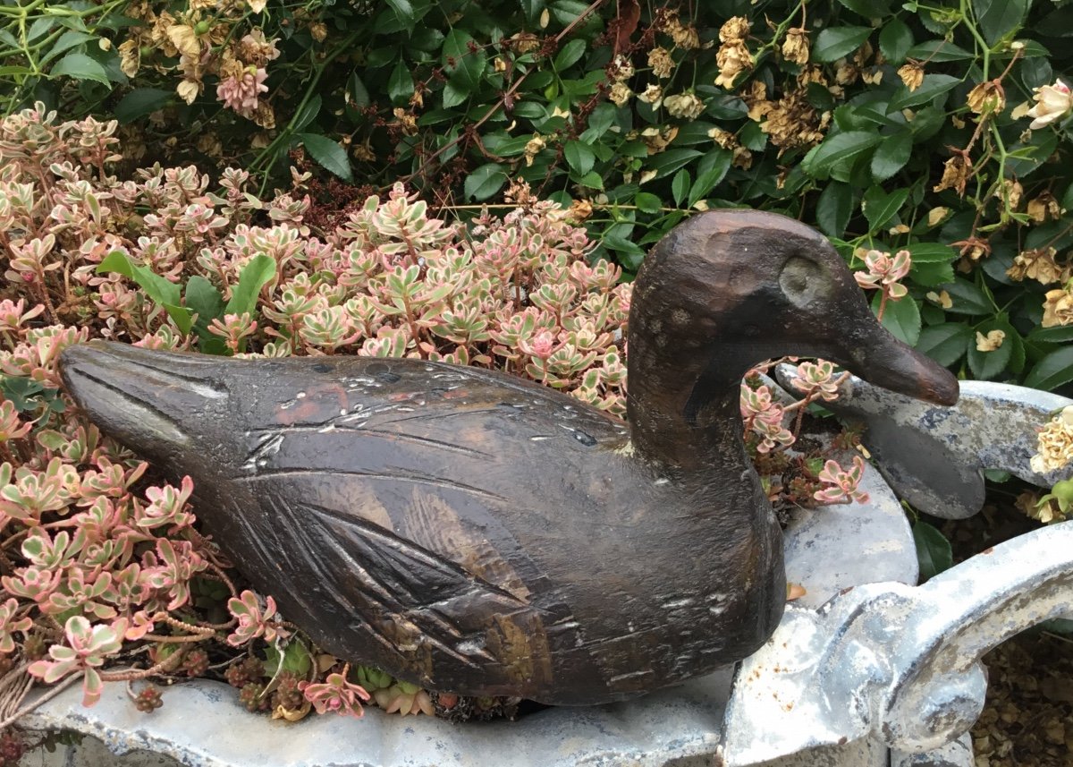 Folk Art Duck Calling Wood-photo-2