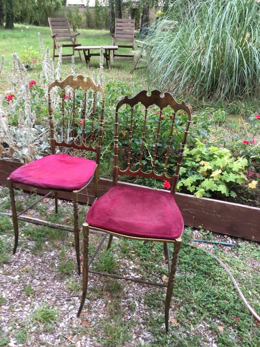 La Paire De Chaises Charivari En Laiton Doré,  Italie -photo-3