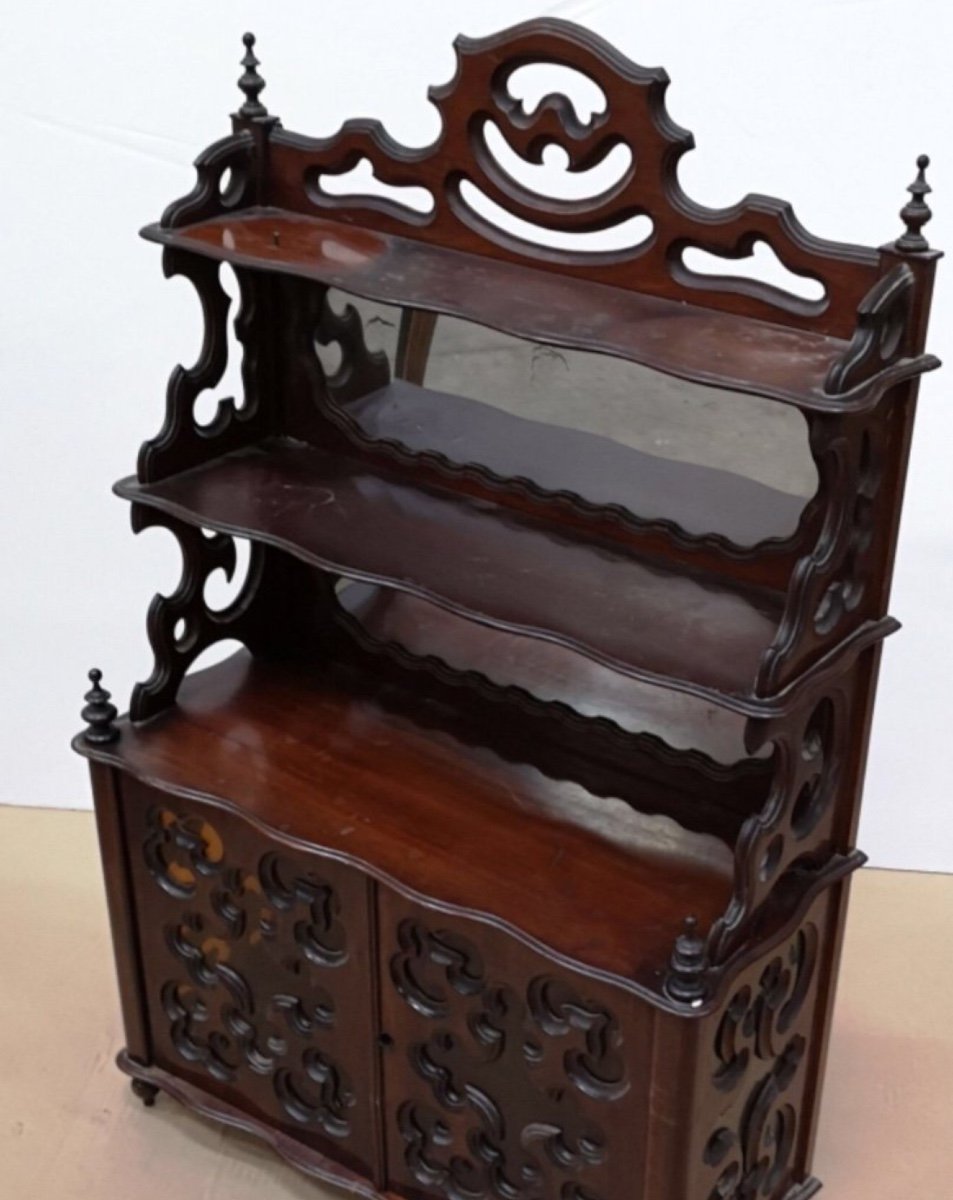 Openwork Shelf In Solid Mahogany, Napoleon III Period-photo-1