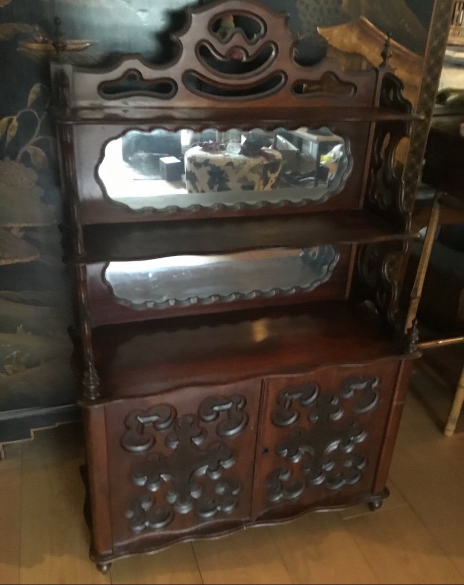 Openwork Shelf In Solid Mahogany, Napoleon III Period-photo-8