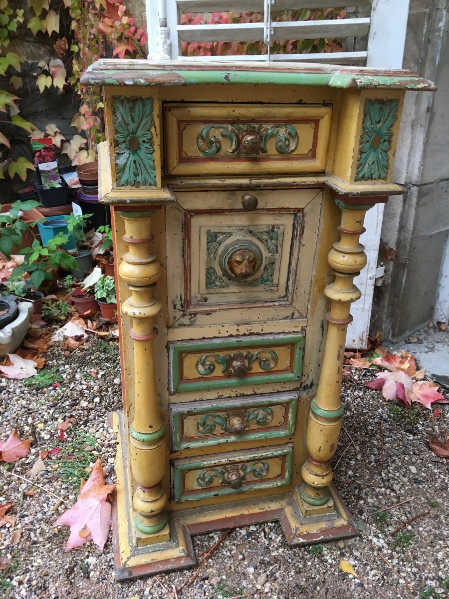 Imposing Lacquered Bedside Table With Dog's Head-photo-2