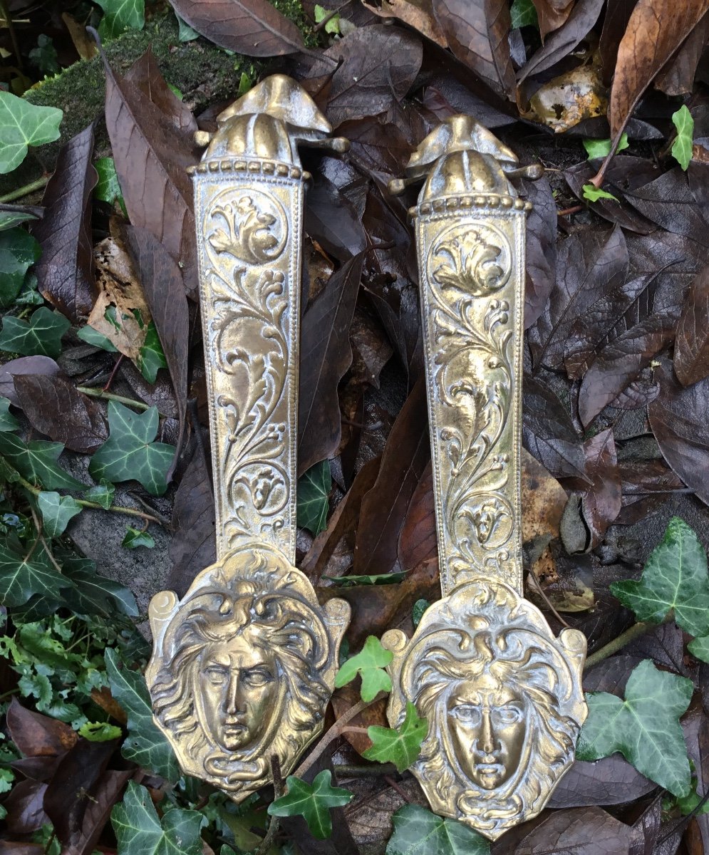 Pair Of Imposing Gilt Bronze Pull Handles-photo-2