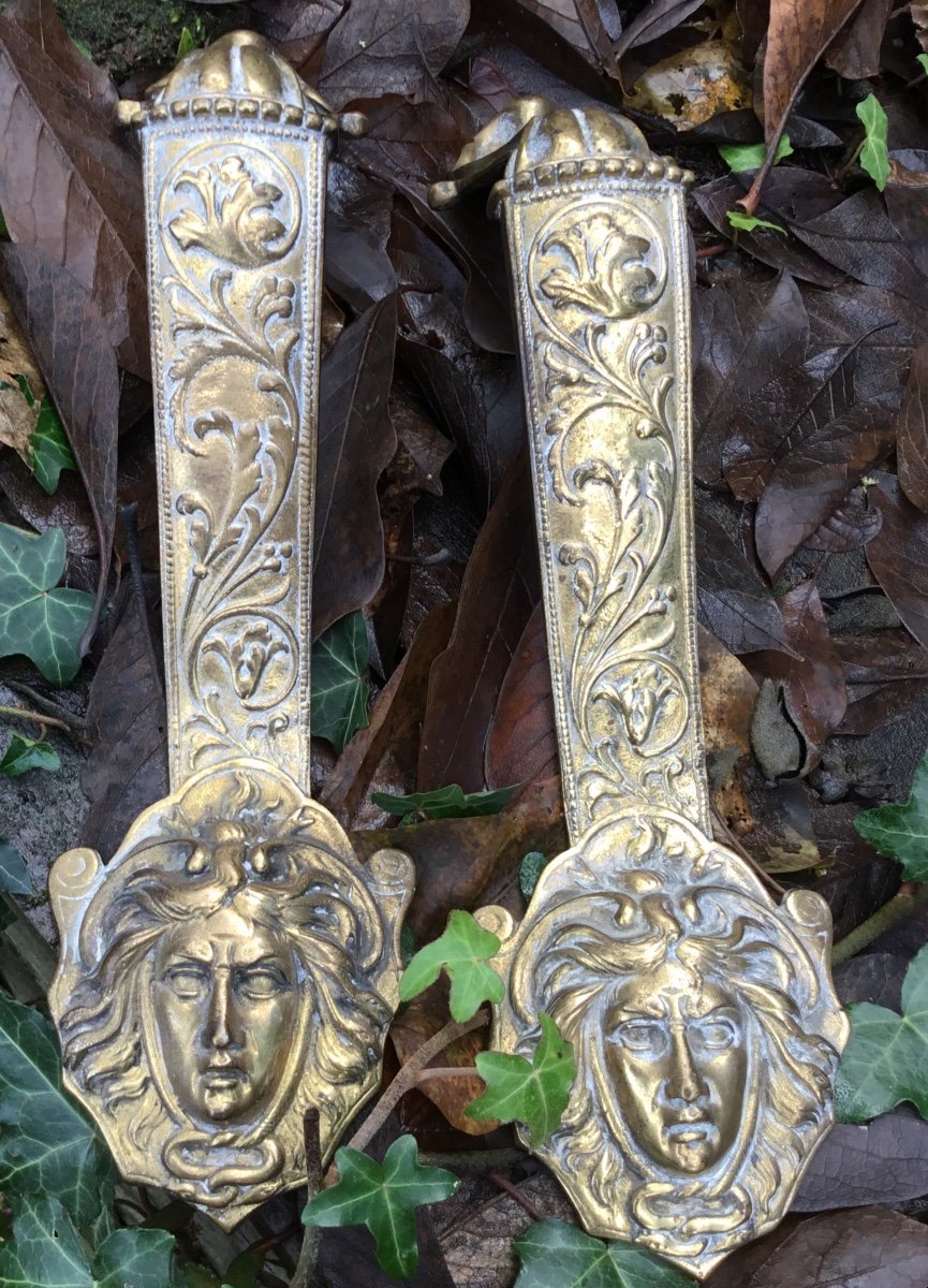 Pair Of Imposing Gilt Bronze Pull Handles-photo-3