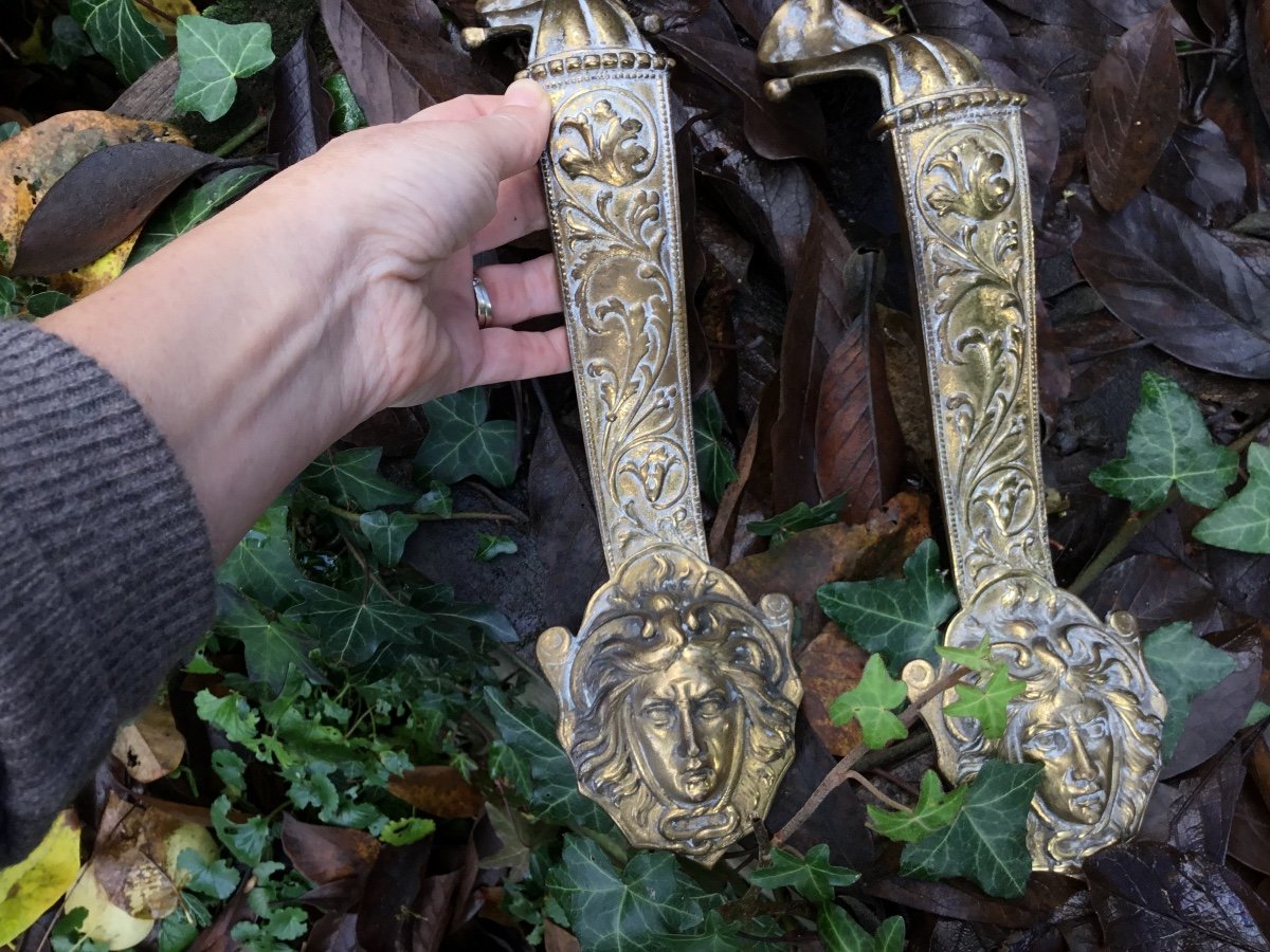 Pair Of Imposing Gilt Bronze Pull Handles-photo-3