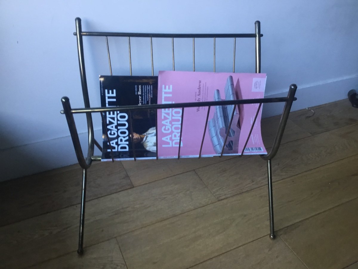 Golden Brass Magazine Rack-photo-1