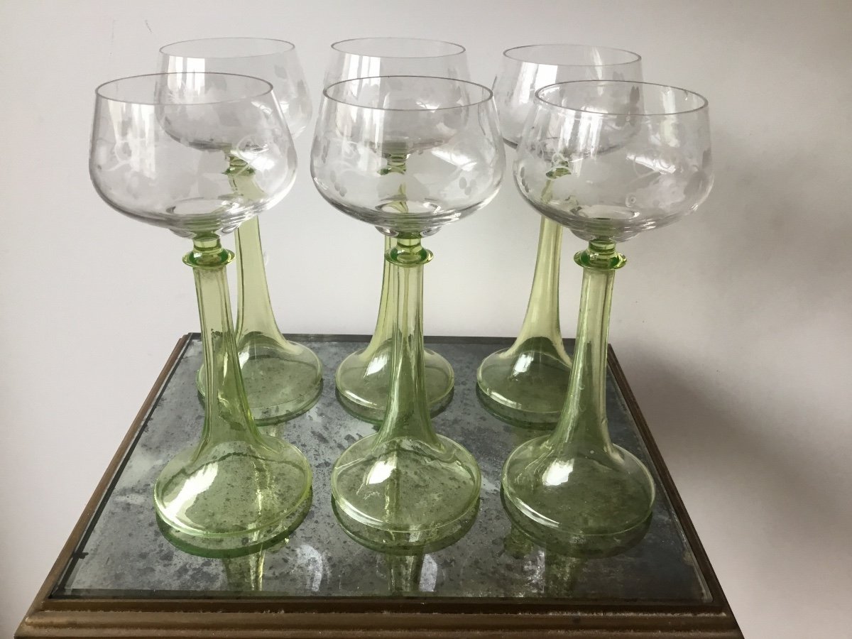 La Suite De 6 Verres à Vin Blanc Roemer, Jambes Creuses -photo-2