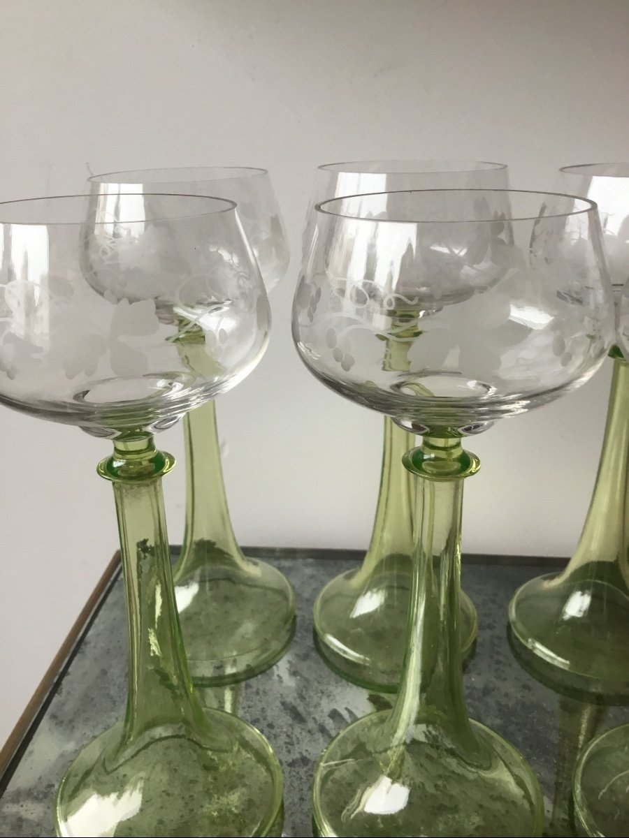 La Suite De 6 Verres à Vin Blanc Roemer, Jambes Creuses -photo-2