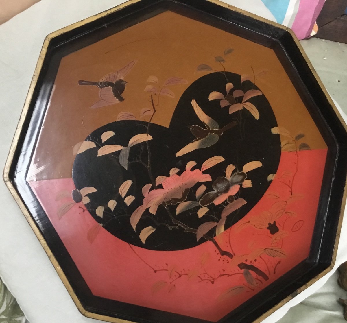 Lacquered Wood Serving Tray, From Japan Around 1930-photo-2