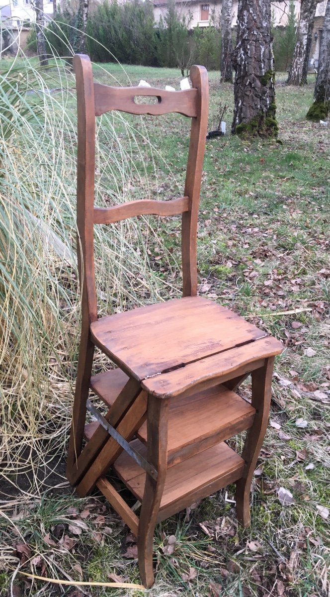 Large Stepladder Chair With 5 Steps, Circa 1900-photo-2