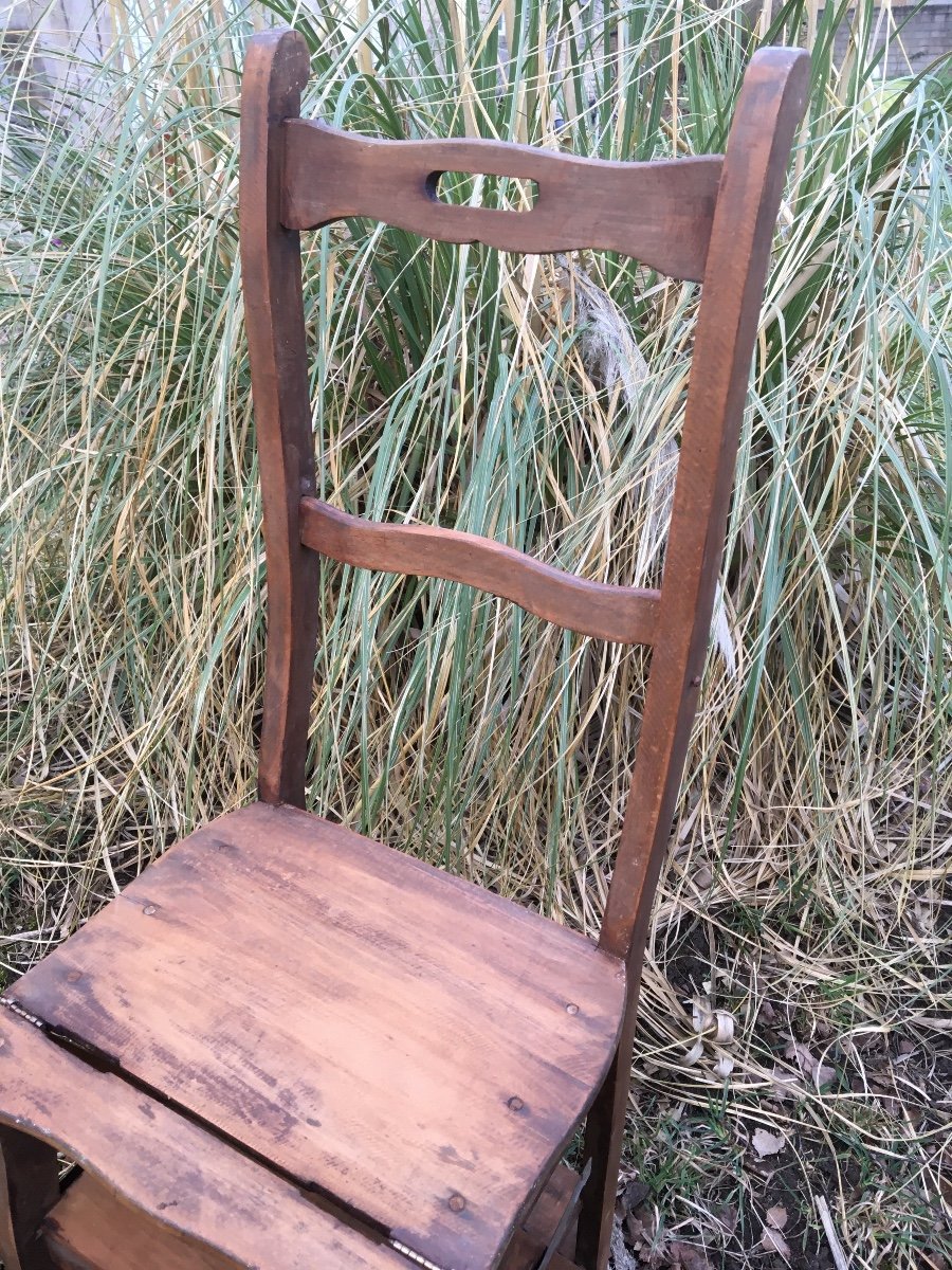 Large Stepladder Chair With 5 Steps, Circa 1900-photo-1