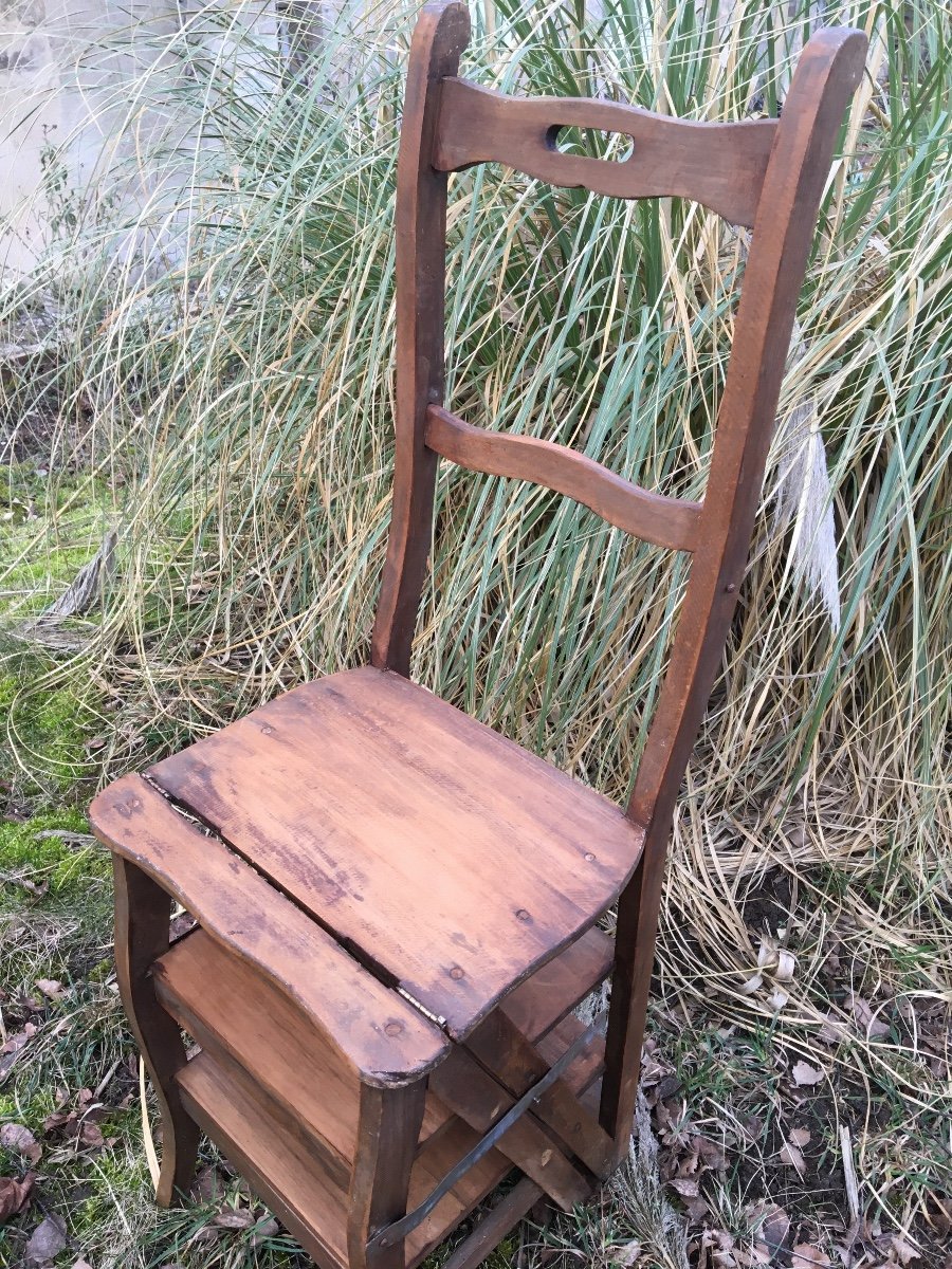 Large Stepladder Chair With 5 Steps, Circa 1900-photo-3