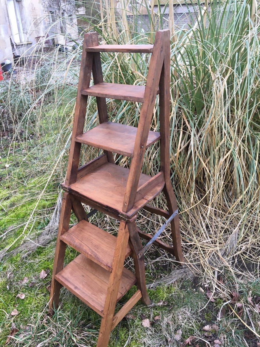 Large Stepladder Chair With 5 Steps, Circa 1900-photo-4