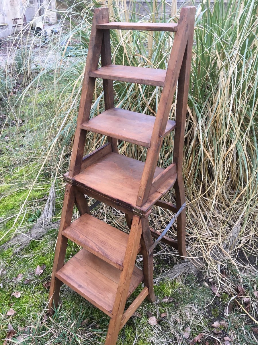 Large Stepladder Chair With 5 Steps, Circa 1900-photo-5