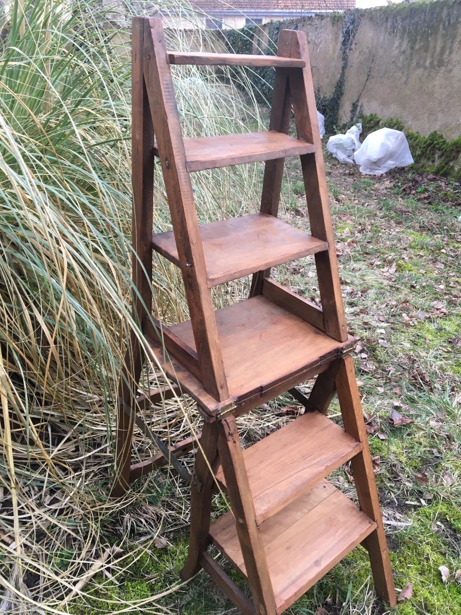 Large Stepladder Chair With 5 Steps, Circa 1900-photo-7