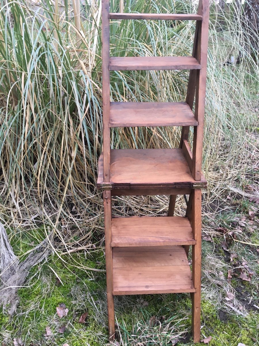 Large Stepladder Chair With 5 Steps, Circa 1900-photo-8