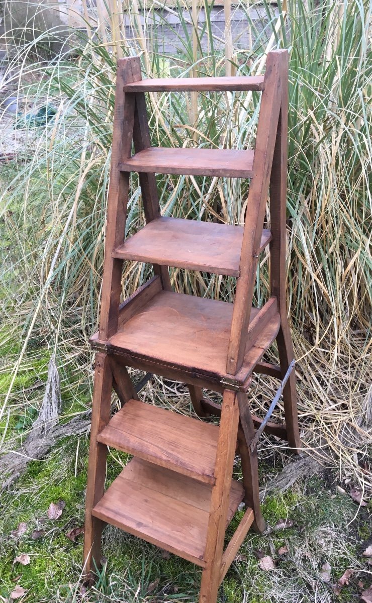 Large Stepladder Chair With 5 Steps, Circa 1900