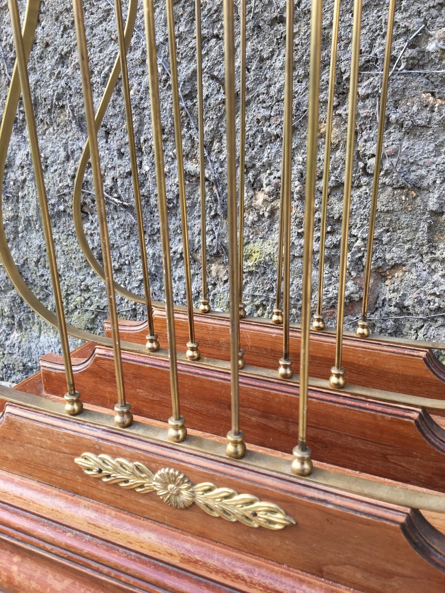 Rare Lyre Sheet Music Holder In Golden Brass, Circa 1900-photo-5