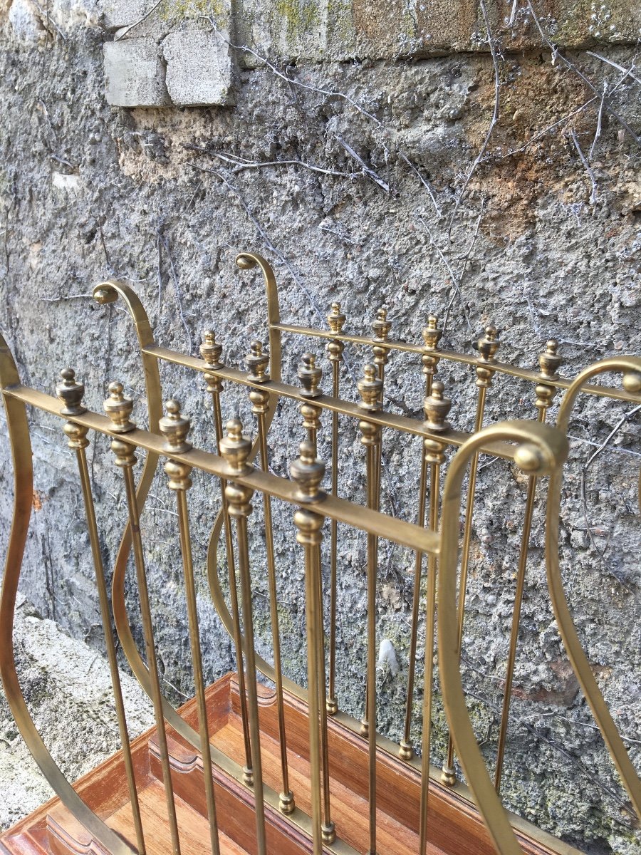 Rare Lyre Sheet Music Holder In Golden Brass, Circa 1900-photo-6